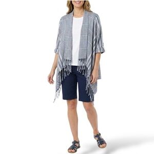 CALIFORNIA MOONRISE 100% Cotton Lightweight Plaid Poncho / Cardigan / Wrap Sz S